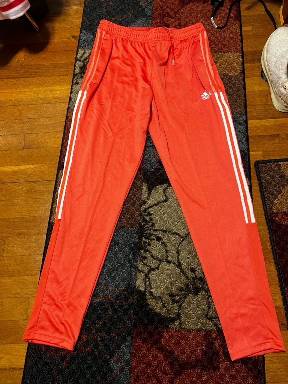 NWT adidas Tiro men’s Coral Track Pants with White 3-Stripes size large